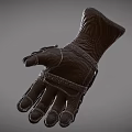 Vintage Medieval Leather Gauntlet With Metal Armor Plates And Stitching