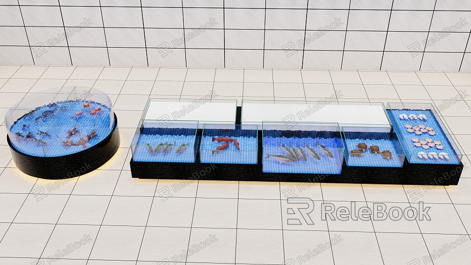 Hotel restaurant seafood pool renderings model