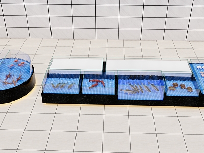 Hotel restaurant seafood pool renderings model