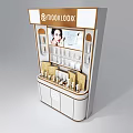 Modern Cosmetic Display Shelf With Gold White Design Digital Screen And Product Showcase