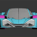 Blue Futuristic Concept Sports Car With Pink Rims And Sleek Aerodynamic Body