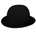 Stylish Black Bowler Hat With Round Top Classic Brim And Ribbon Band Design
