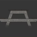 Outdoor Picnic Table With Red Wooden Tabletop Attached Benches And Metal Legs