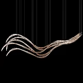 Elegant Modern Curved Metallic Chandelier With Sleek Gold Streamlined Design