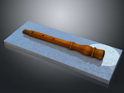Wooden Rolling Pin With Holes For Kitchen Use On Gray Smooth Platform 3d model
