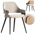 Modern Leisure Chair Beige Upholstered With Curved Backrest Black Slim Legs And Gold Button Detail