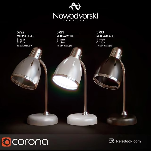 Modern Desk Lamps with Silver White Black Finishes and Sturdy Base for Home Office 3d model 
