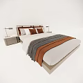 Modern Double Bed Interior Design With Headboard Pillows Blanket And Table Lamps 3d model