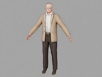 Figure Elderly Man Bearded Man Blazer Pants Sunglasses 3d model