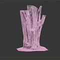 Rustic Wooden Stump Sculpture Featuring Natural Wood Grain And Stone Base