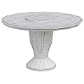 Modern Round Dining Table With Walnut Wooden Top And Black Metal Pedestal Base