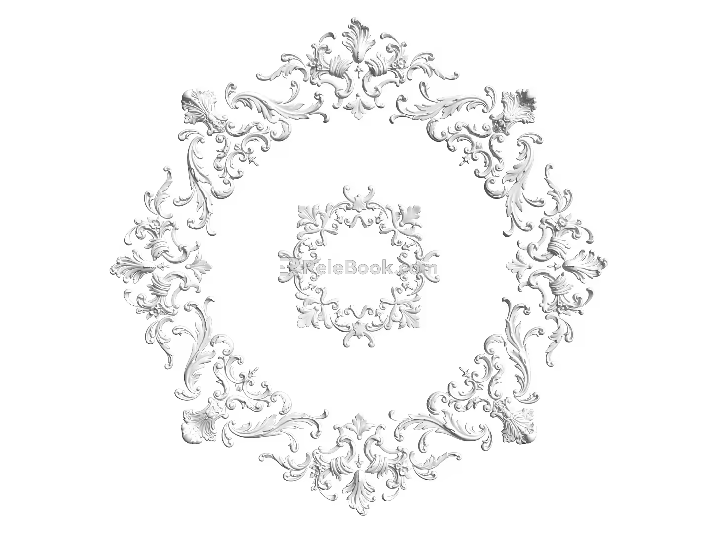European-style lamp panel gypsum component carved 3d model