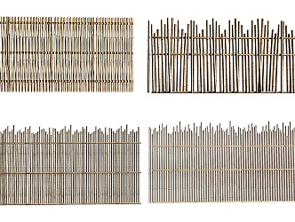 Modern bamboo wood fence 3d model