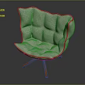 Modern Light Colored Padded Leisure Chair With Quilted Design And Wooden Legs