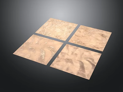 Four Brown Textured Tiles In Square Arrangement On Black Background 3d model