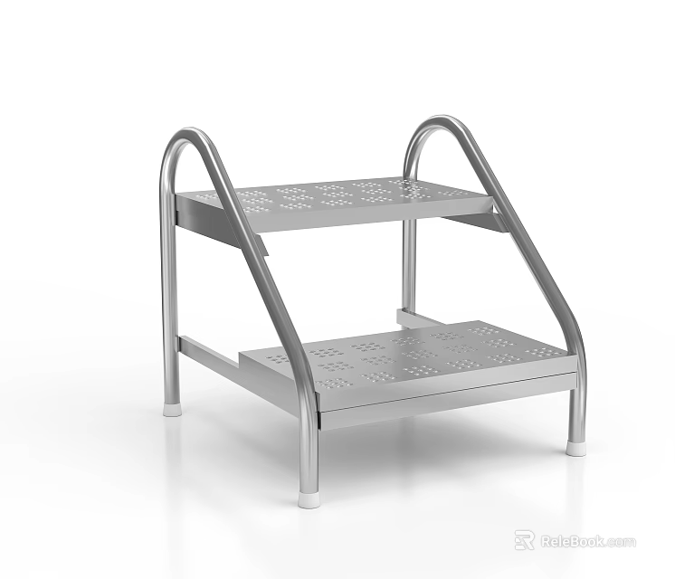 Operating Room Metal Step Stool With Double Tier Handrails And Non Slip Surface 3d model 