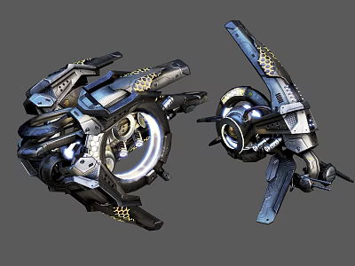 Intricate Sci Fi Mechanical Device With Metallic Frames And Glowing Accents 3d model
