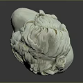 Classical Marble Bust Sculpture With Curly Hair And Decorative Base