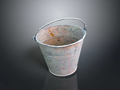 Old Rustic Metal Bucket With Handle As Practical Household Item 3d model