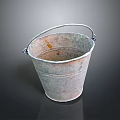 Old Rustic Metal Bucket With Handle As Practical Household Item 3d model
