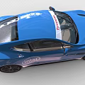 Stylish Blue Sports Car With Intel Logo And Racing Exterior Design