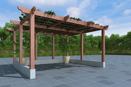 Flower Rack Vine Rack Corridor Rack Wooden Flower Rack 3d model