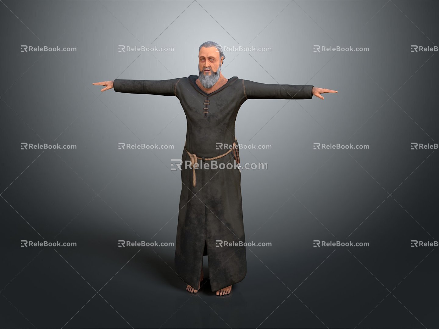 Wise Old Man Old Man Ancient Old Man Ancient Wise Warlock Taoist priest wizard mage 3d model