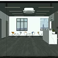 Modern Office Reception Area With White Desk Chairs Window City View Logo And Plant