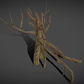 Dry Withered Tree With Twisted Trunk Bare Branches And Rough Bark 3d model
