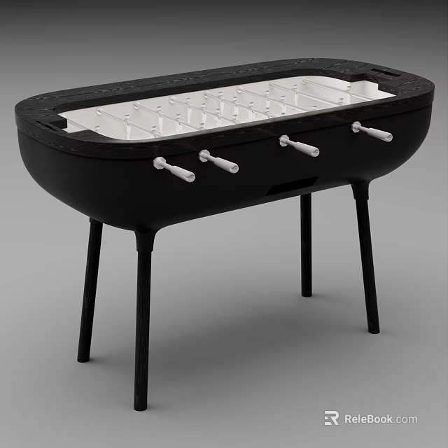 Black Foosball Table Entertainment Appliance With Metal Rods For Home Use 3d model 