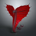 Detailed Mythical Dragon Character With Red Wings And Scaly Serpentine Body