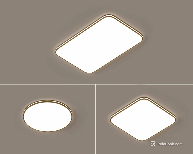 Modern Ceiling Lights With Rectangular Round And Square Shapes For Interior Use 3d model