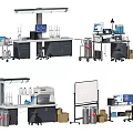 Efficient Functional Workbench With Lab Equipment Storage Cabinets And Monitor Shelves