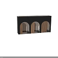 Modern Clothing Store Interior With Arched Fitting Rooms Brown Curtains And Hanging Clothes