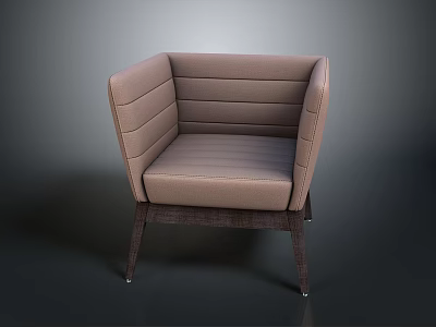 Contemporary Brown Upholstered Armchair With Sleek Stitched Details And Sturdy Wooden Legs 3d model