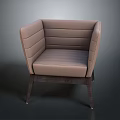 Contemporary Brown Upholstered Armchair With Sleek Stitched Details And Sturdy Wooden Legs