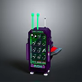 Weapon Dispensing Purple Machine Featuring Green Antennae Multiple Circular Slots And PUSH Button