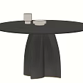 Black Round Dining Table With Smooth Surface Modern Base Design And Small Cup Plate 3d model