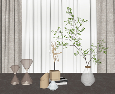 Modern Ornaments Combination Jewelry Ornaments Vase Green Plant Potted Plant 3d model