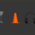 Everyday Living Items Featuring Silver Cocktail Glass Orange Traffic Cone And Black Headphones