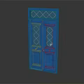 Blue Double Doors Home Furniture With Glass Panels And Diamond Pattern Design