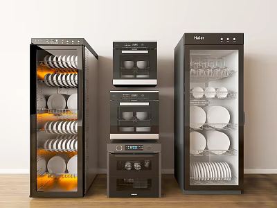 Kitchen Appliances With Vertical Storage For Organized Dishes And Bowls Cabinets 3d model