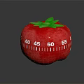 Red Tomato Shaped Kitchen Timer With Numbers Scale And Green Leaf Top