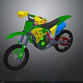 Colorful Toy Motorcycle With Green Yellow Blue Design Sturdy Wheels And Playful Style For Kids