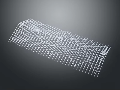 White Metal Grid Structure Long Rectangular Architectural Support Framework Design Element 3d model