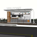 Modern Container Building Café Design With Glass Roof And Outdoor Seating Area