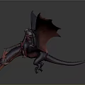 Fantasy Warrior Game Character Riding Purple Red Dragon With Spiked Wings And Spear