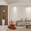 Modern Living And Dining Room Interior Design With TV Wall Art Decorative Chair And Lighting