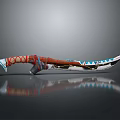 Traditional Handcrafted Decorative Knife With Woven Red Handle And Patterned Blade