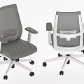 Black Ergonomic Office Chair With Mesh Backrest Armrests Wheels And Footrest Design